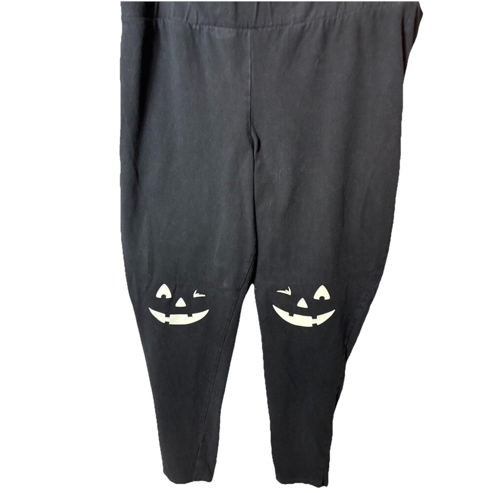 Torrid Plus Size 2 Black Leggings Pumpkin On Knees Halloween Elastic Waist